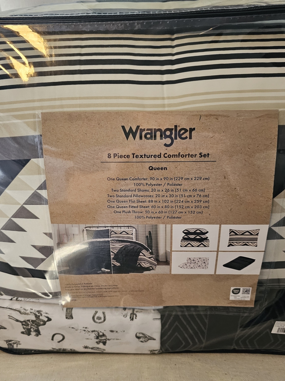 Wrangler 8-Piece Textured Comforter Set - Black & White Tribal